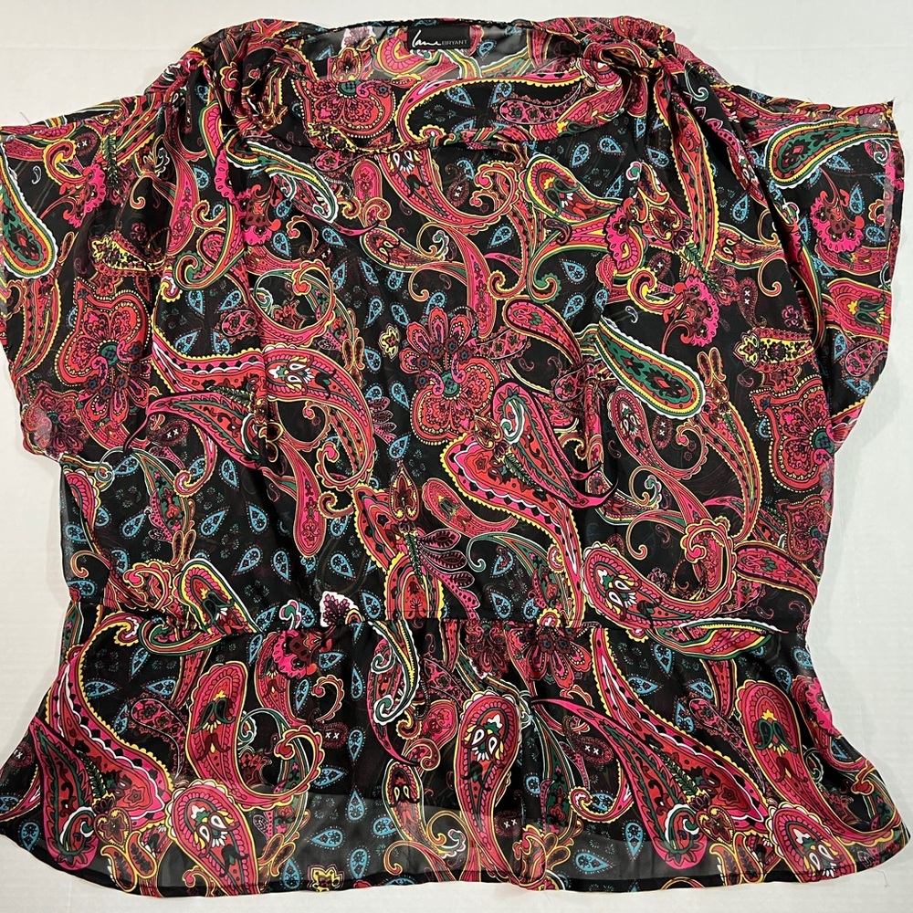 Lane Bryant Sheet Paisley Blouse Cowl Neck No Size Tag